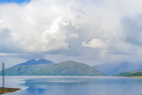 Green mountains and hills of scotland in the Highlands