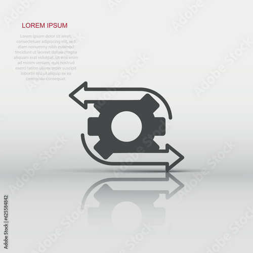 Workflow icon in flat style. Gear effective vector illustration on white isolated background. Process organization business concept.