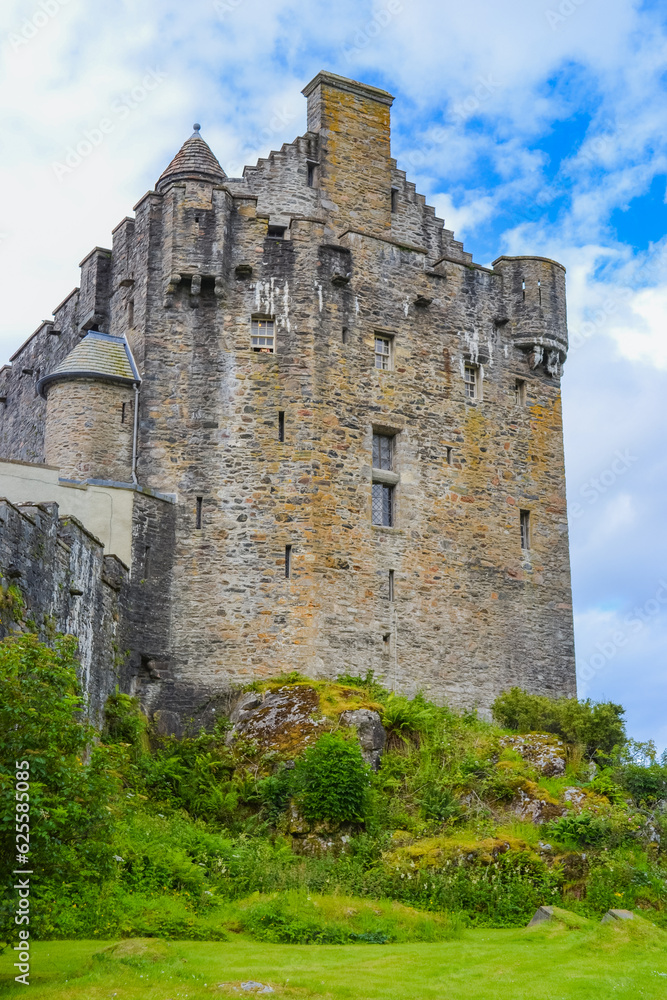 Scotland, Edinburgh, 13.07.2017: Eilean Dongnan is a Scottish castle tidal island situated at the confluence of three sea lochs in the western Highlands of Scotland