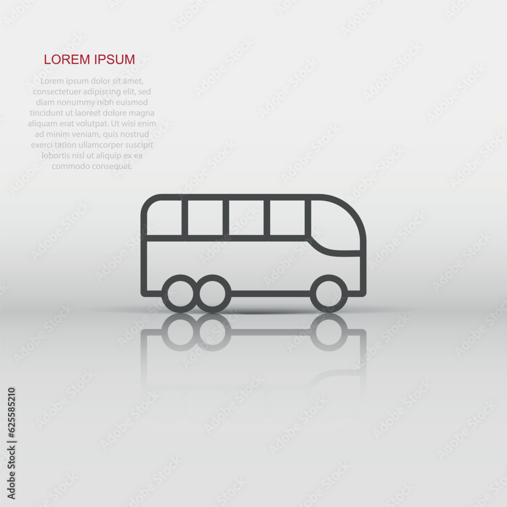 Bus icon in flat style. Coach vector illustration on white isolated background. Autobus vehicle business concept. Bus icon in flat style. Coach vector illustration on white isolated background. Autobus vehicle business concept.