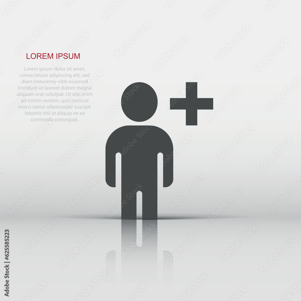 People with plus icon in flat style. Staff vector collection illustration on white isolated background. Human business concept. People with plus icon in flat style. Staff vector collection illustration on white isolated background. Human business concept.