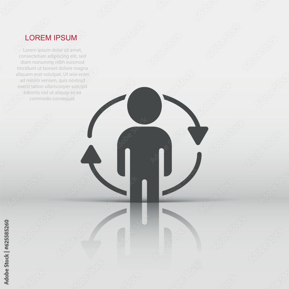 People referral icon in flat style. Business communication vector illustration on white background. Reference teamwork business concept. People referral icon in flat style. Business communication vector illustration on white background. Reference teamwork business concept.