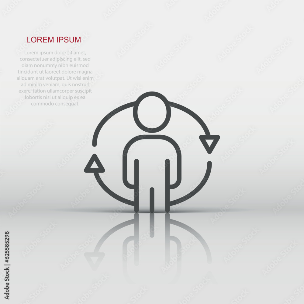 People referral icon in flat style. Business communication vector illustration on white background. Reference teamwork business concept. People referral icon in flat style. Business communication vector illustration on white background. Reference teamwork business concept.