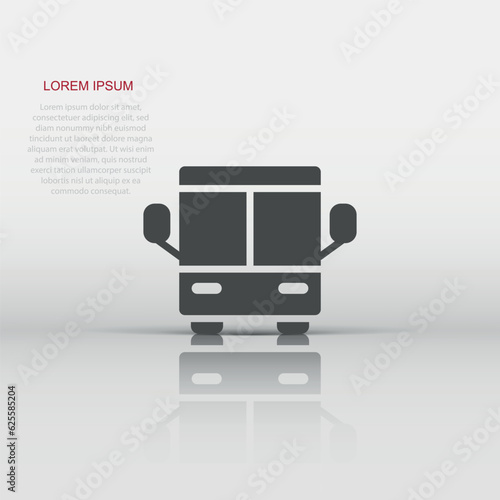 Bus icon in flat style. Coach vector illustration on white isolated background. Autobus vehicle business concept.