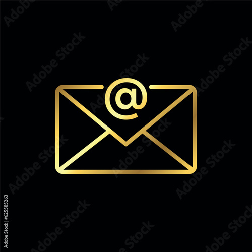 Gold Color Trendy Envelope Icon Vector Template