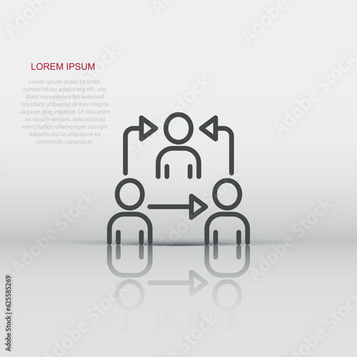 People referral icon in flat style. Business communication vector illustration on white background. Reference teamwork business concept.