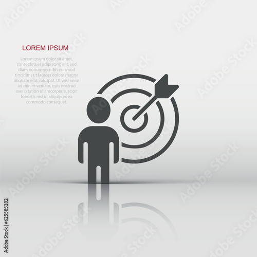 People target icon in flat style. Search human vector illustration on white isolated background. Job recruitment business concept.