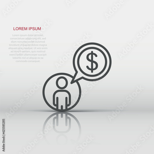 People with money icon in flat style. Investor vector illustration on white isolated background. Businessman business concept.