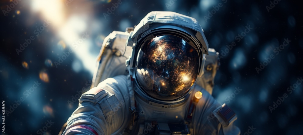 Astronaut on fantasy space background. Generative AI technology Astronaut on fantasy space background. Generative AI technology
