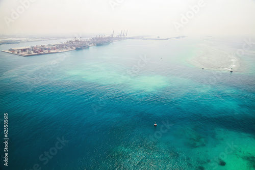 Aerial view of Jeddah Islamic Seaport, Saudi Arabia