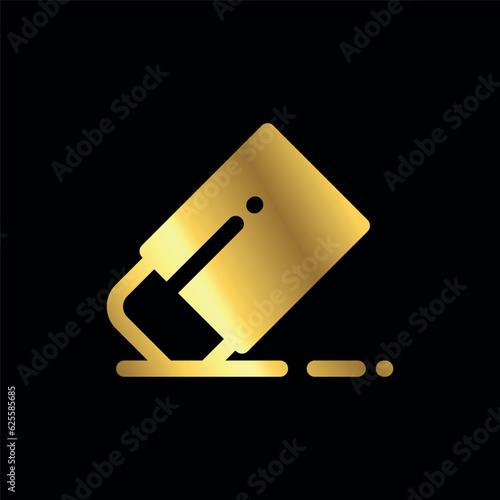 Gold Color Eraser Icon Vector Template
