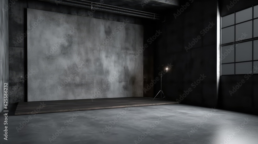 Dark concrete empty room. Modern architecture design. Urban textured background dark grunge interior Dark concrete empty room. Modern architecture design. Urban textured background dark grunge interior