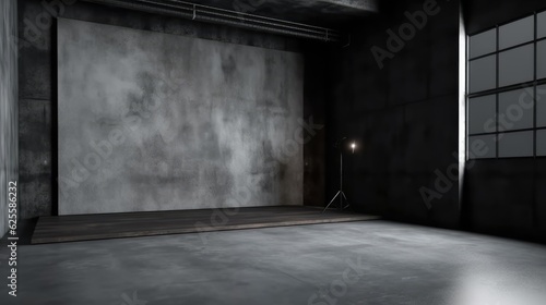 Dark concrete empty room. Modern architecture design. Urban textured background dark grunge interior © Clown Studio