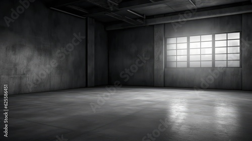 Dark concrete empty room. Modern architecture design. Urban textured background dark grunge interior