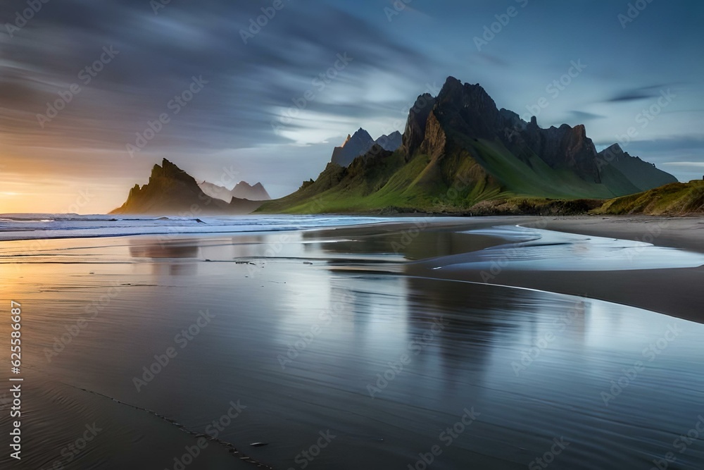 Fototapeta premium sunset over the beach generated by AI tool