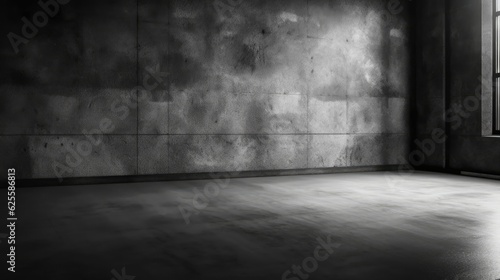 Dark concrete empty room. Modern architecture design. Urban textured background dark grunge interior