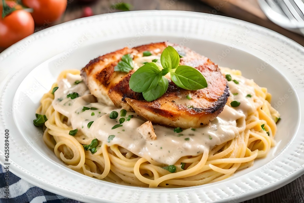 pasta with chicken and vegetables - Generative AI pasta with chicken and vegetables - Generative AI