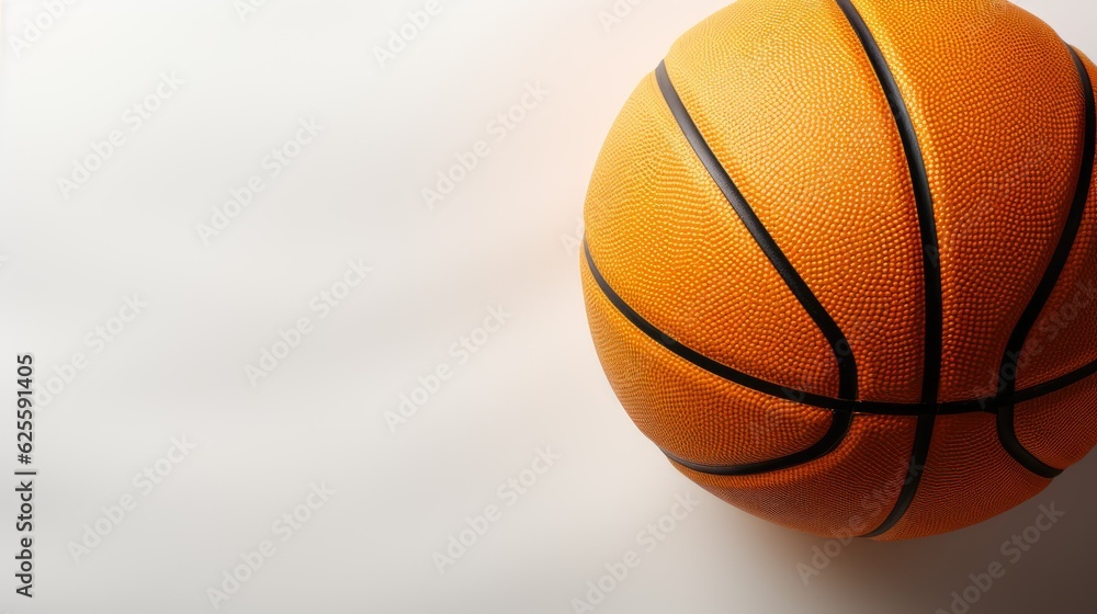 Basketball ball isolated on white background. Team sport concept. Sports modern banner with text space can use for advertising, ads, branding Basketball ball isolated on white background. Team sport concept. Sports modern banner with text space can use for advertising, ads, branding