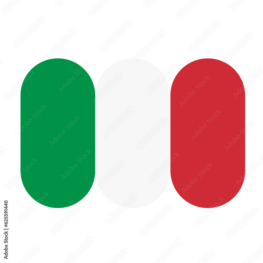 Flag of Italy il Tricolore icon rounded rectangles shape symbol svg vector ui element