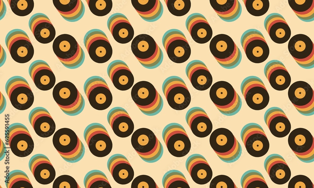 vinyl music retro color pattern seamless Ideal for wallpaper, background, interior paintings, posters, covers or banners