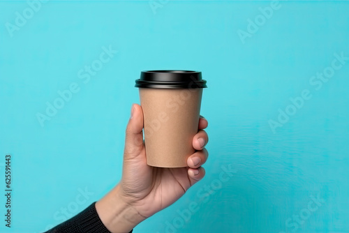 Paper coffee cup in a hand illustration.