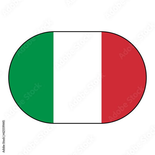 Flag of Italy tricolor icon rounded rectangle shape with thin black border svg vector png
