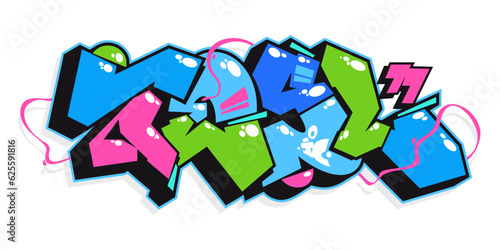 Colorful Abstract Urban Graffiti Street Art Word Lettering Vector Illustration Template Element