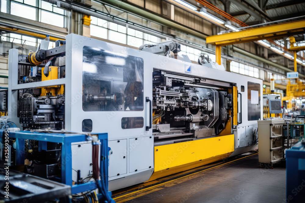 Machine tools at work in a modern factory Machine tools at work in a modern factory