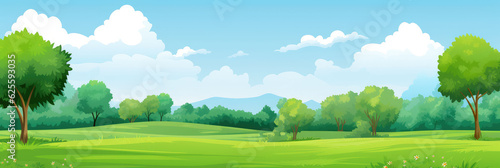 Wide outdoor blue sky white clouds lawn trees background material