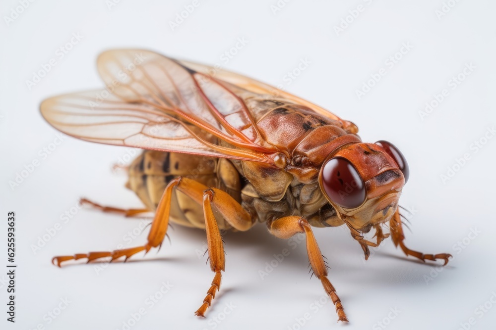 Fototapeta premium Insect cicada close-up on white background, illustration.