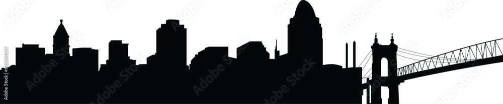 Cincinnati city skyline silhouette in vector format
