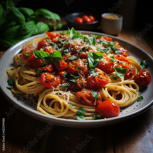 Pasta with tomato and basil, Generative Ai