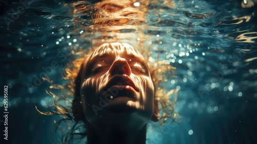 Close-up photo of a man underwater.
