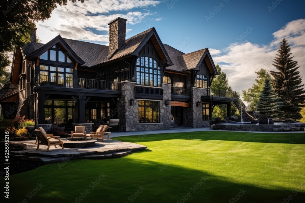 A luxurious home bathed in sunlight on a beautiful day in Calgary, Canada.