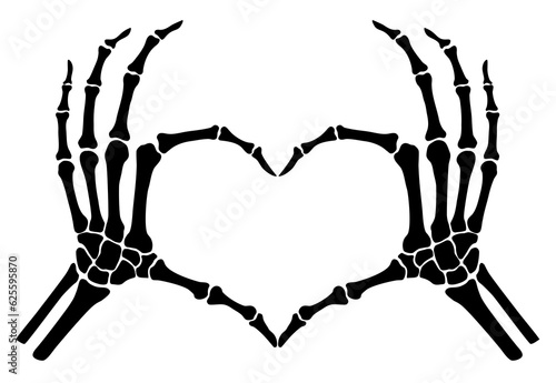 Skeleton bone hand heart shape sign illustrations