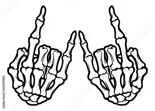 Skeleton bone rock on hand sign illustrations.