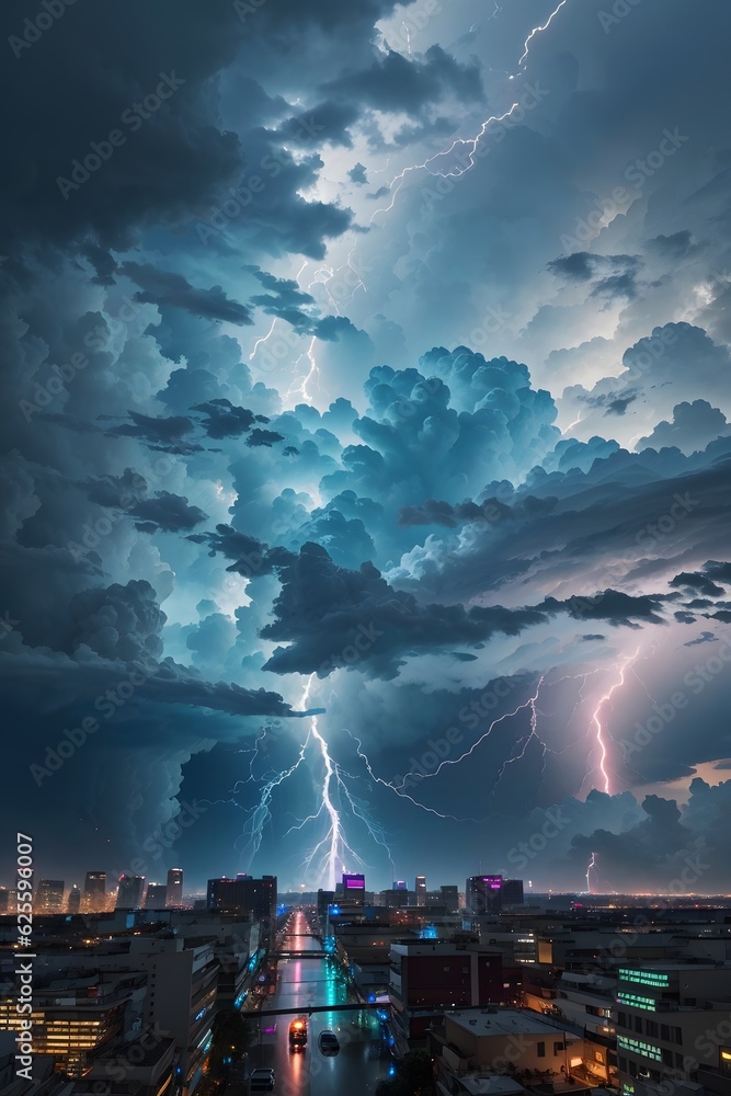lightning over the city, generative AI