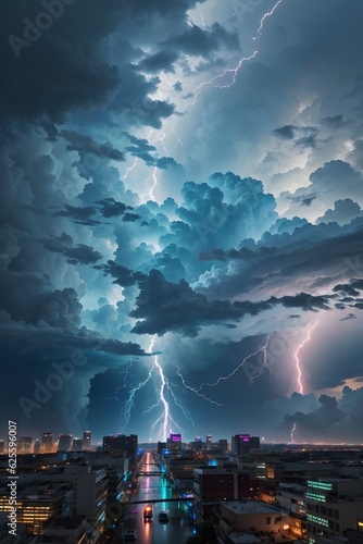 lightning over the city  generative AI