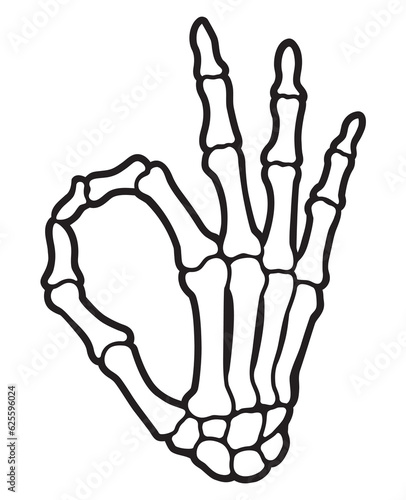 Skeleton finger OK hand sign illustrations