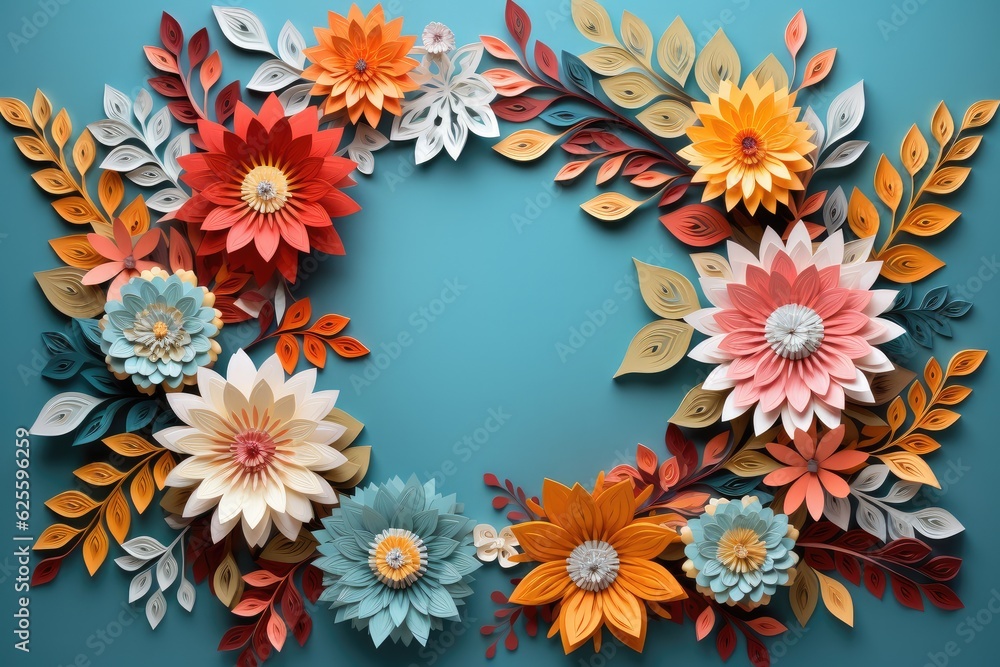 Colorful paper flower heads isolated on white, AI Generated