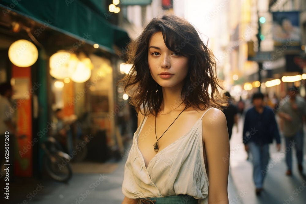 AI Generated, Portrait beautiful woman mix race Asian and American