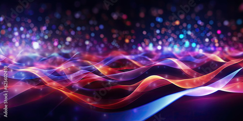 Abstract futuristic background with glowing neon moving high-speed wave lines