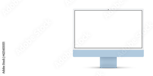 Blank blue iMac mockup Transparent. Background and display are transparent.