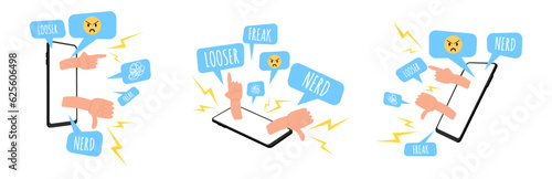 cyber bullying illustration with smartphone