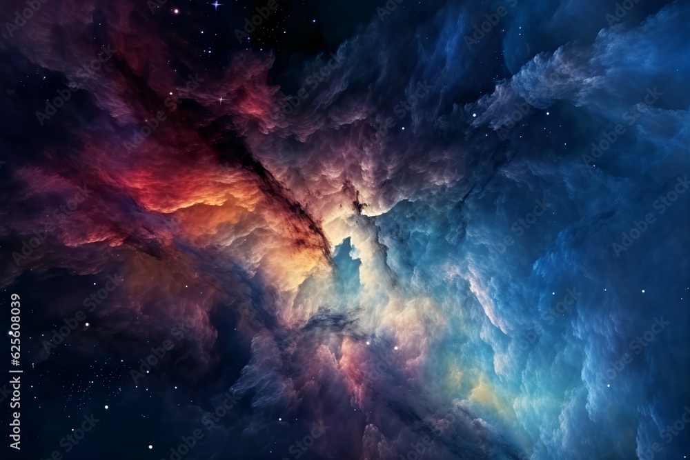 Fototapeta premium colorful space nebula background, generative ai