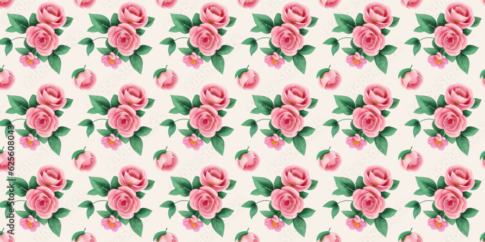 seamless pattern with pink tulips. Generative AI seamless pattern with pink tulips. Generative AI