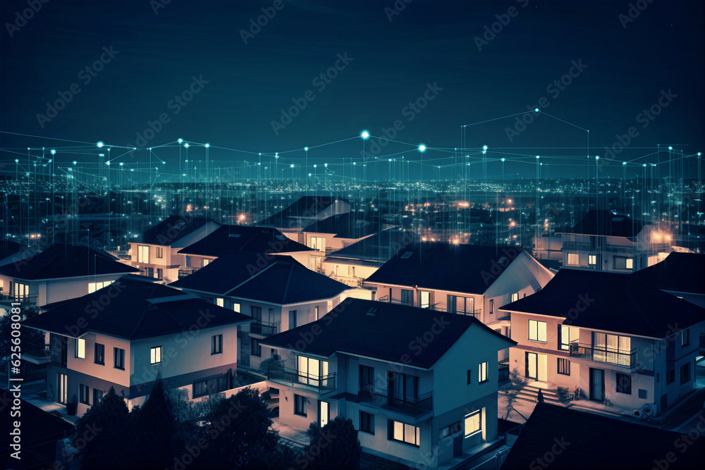 Obraz premium smart home community, generative ai