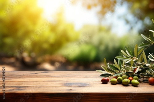 Olives on a Wooden Table, Generative Ai