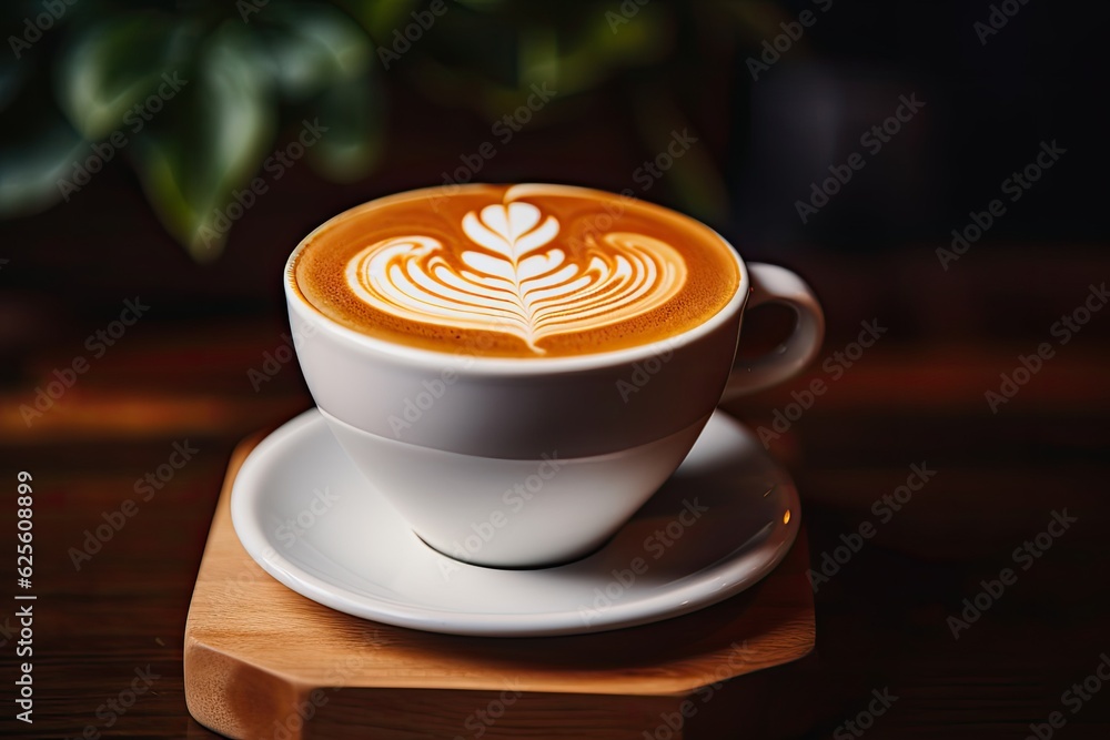 ai generated coffee latte art in a beautiful foamy white coffee cup bokeh background ai generated coffee latte art in a beautiful foamy white coffee cup bokeh background