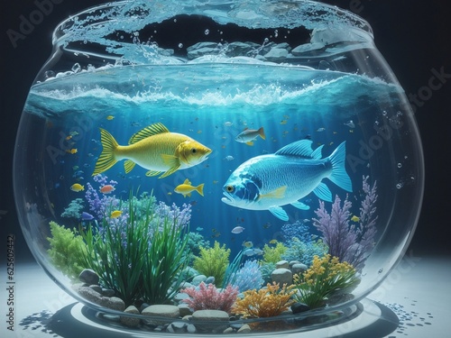 Fishes and goldfish in aquarium. Fish  Created using generative AI.